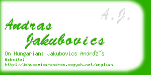 andras jakubovics business card